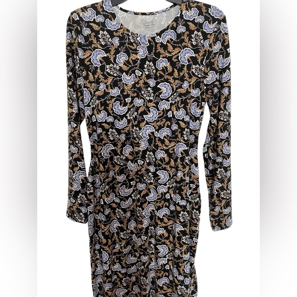 NWT Garnet Hill Linden Knit Dress Long Sleeve Tencel Floral Tie Waist Maxi Sz S - Picture 12 of 16